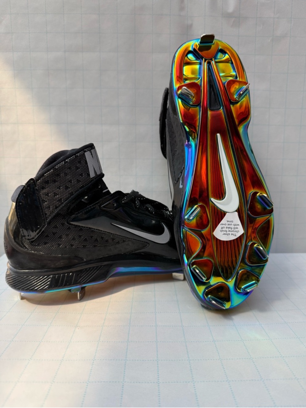 Nike Huarache High Top Baseball Cleats - Size 10 - Rainbow Undersole - NWT - Picture 9 of 11